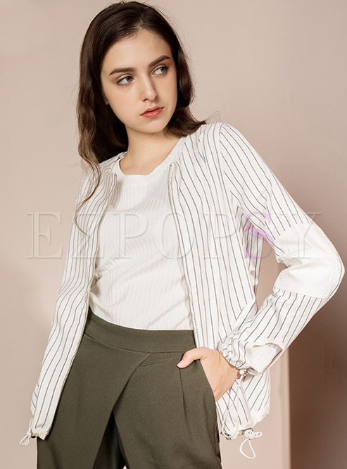 Casual Tied Striped Jacket